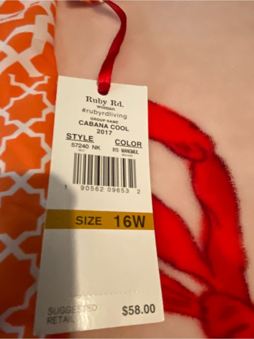 Ruby Rd. Orange and White Geometric Top - Picture 2 of 11
